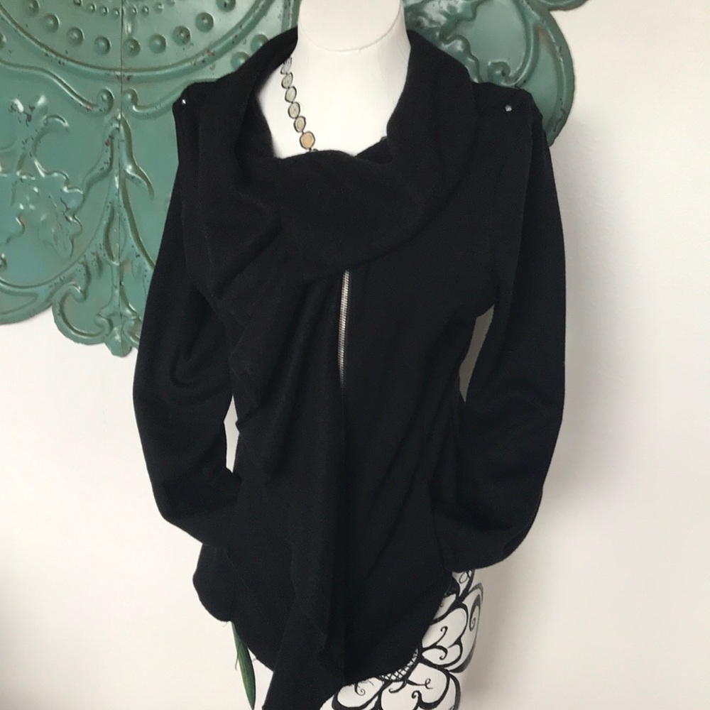 Blanc Noir black fleece zip up jacket